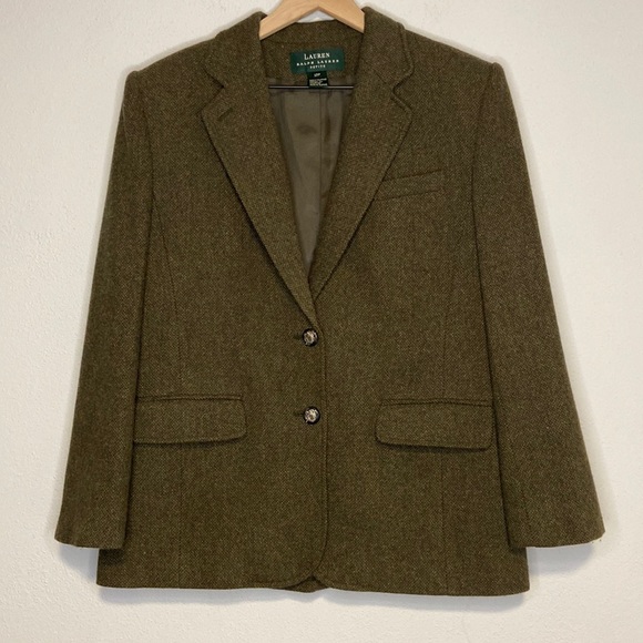 Lauren Ralph Lauren Jackets & Blazers - Lauren Ralph Lauren Olive Tweed Double Button Lambswool Blazer Sport Coat 12P